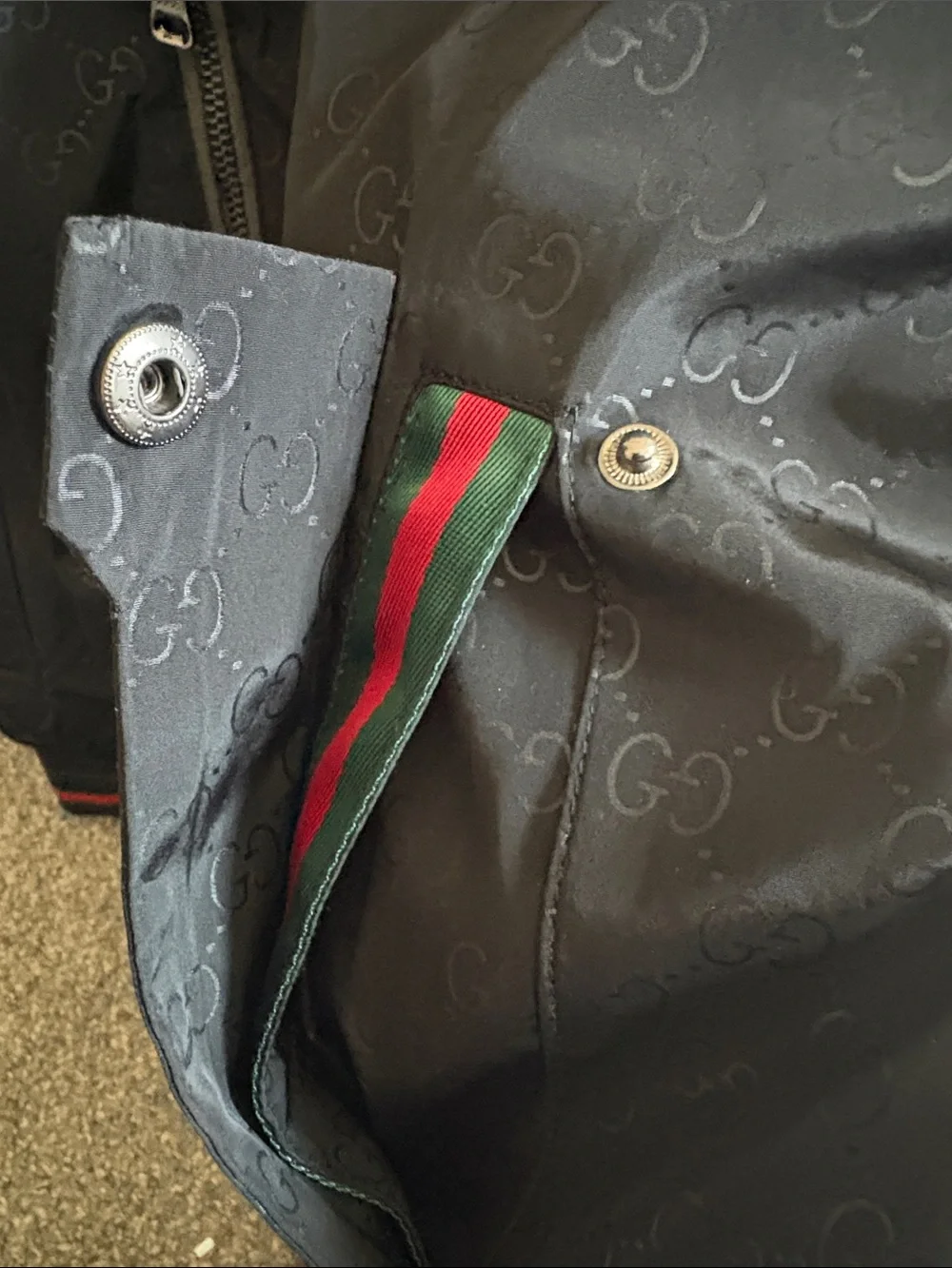 Gucci Black Bomber Jacket with Red Trim
